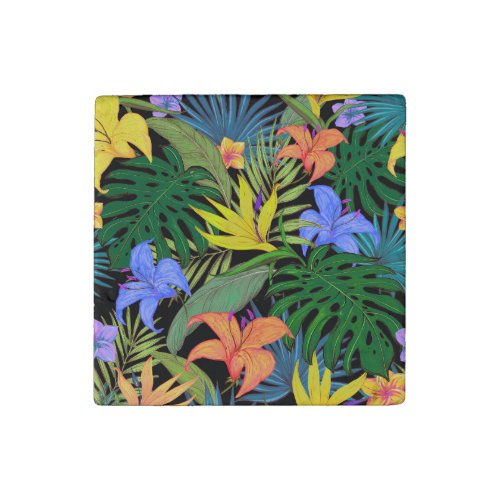 Tropical Hawaii Aloha Flower Graphic Stone Magnet