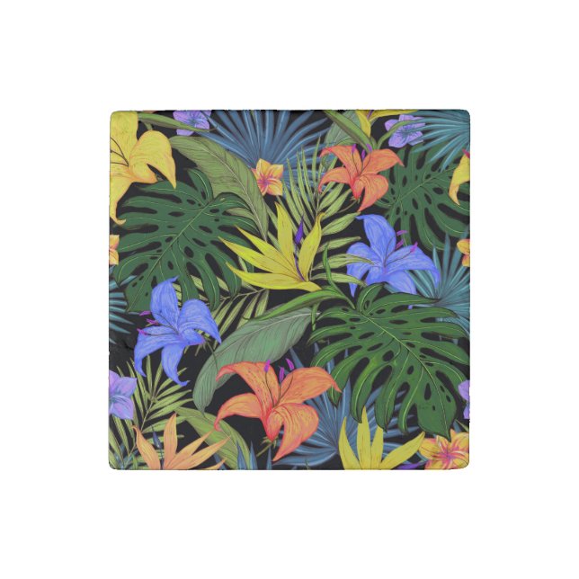 Tropical Hawaii Aloha Flower Graphic Stone Magnet (Fourth Magnet)