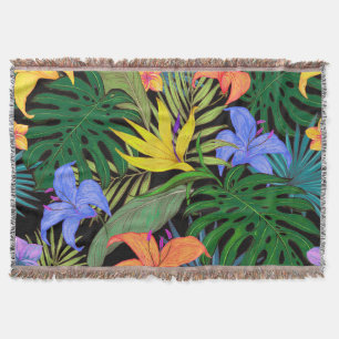Tropical Hawaii Aloha Flower Graphic Throw Blanket