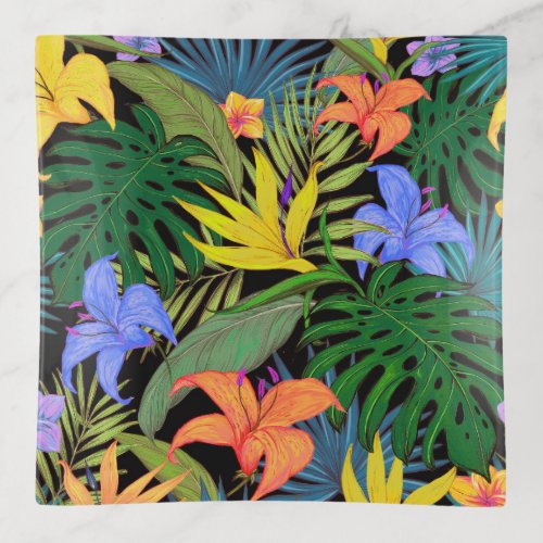 Tropical Hawaii Aloha Flower Graphic Trinket Tray