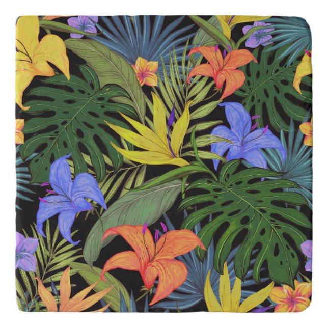 Tropical Hawaii Aloha Flower Graphic Trivet (Front)