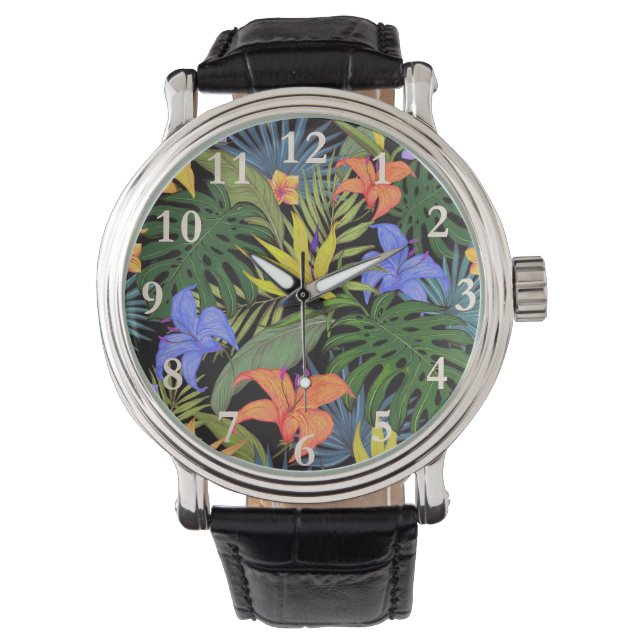 Tropical Hawaii Aloha Flower Graphic Watch (Front)