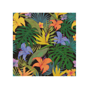 Tropical Hawaii Aloha Flower Graphic Wood Wall Art
