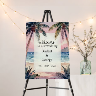 Tropical Hawaii Beach Palms Sunset wedding welcome Foam Board