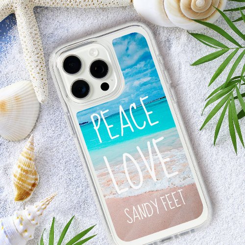 Tropical Hawaii Beach Photo Peace Love Sandy Feet iPhone 15 Pro Max Case