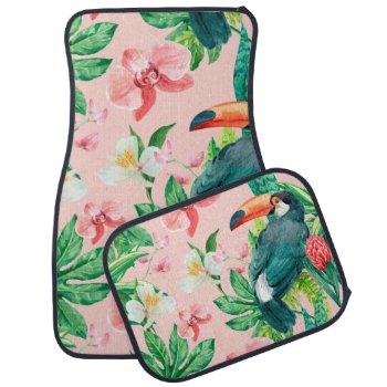 Tropical Hawaii Birds Floral Watercolor Pattern Car Floor Mat by AllAboutPattern at Zazzle