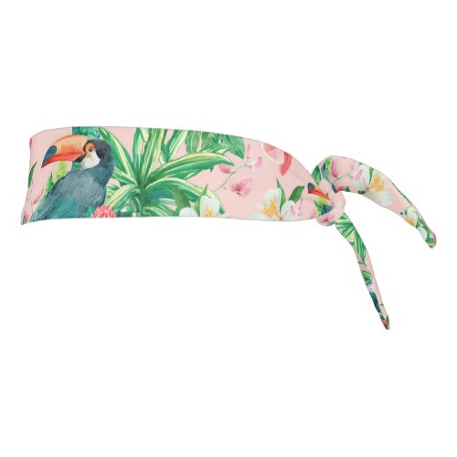 Tropical Hawaii birds floral watercolor pattern Tie Headband