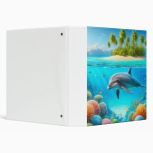 Tropical/Hawaii colorful underwater dolphin 3 Ring Binder