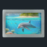 Tropical/Hawaii colorful underwater dolphin Belt Buckle<br><div class="desc">.</div>
