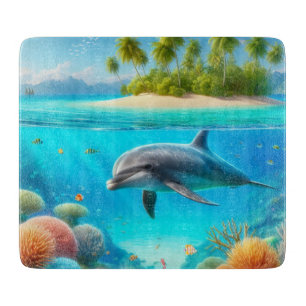 Tropical/Hawaii colorful underwater dolphin Cutting Board