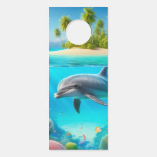 Tropical/Hawaii colorful underwater dolphin Door Hanger