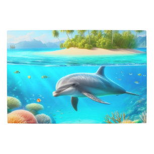 Tropical/Hawaii colorful underwater dolphin Metal Print