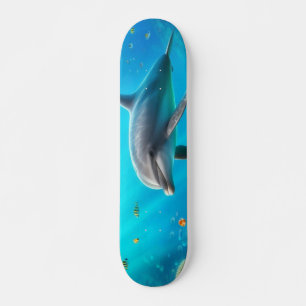 Tropical/Hawaii colorful underwater dolphin Skateboard