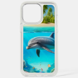 Tropical/Hawaii colorful underwater dolphin iPhone 15 Pro Max Case