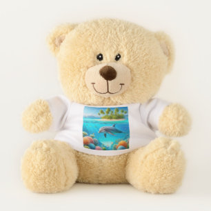 Tropical/Hawaii colorful underwater dolphin Teddy Bear