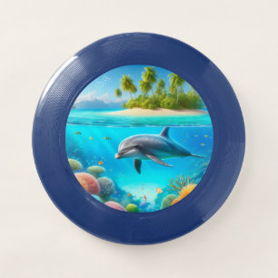 Tropical/Hawaii colorful underwater dolphin Wham-O Frisbee