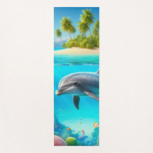 Tropical/Hawaii colorful underwater dolphin Yoga Mat