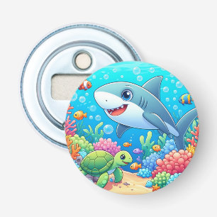 Tropical/Hawaii colorful underwater shark & turtle Bottle Opener