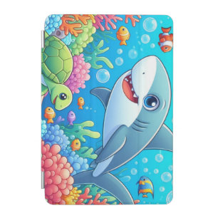 Tropical/Hawaii colorful underwater shark & turtle iPad Mini Cover