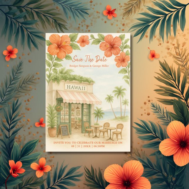 Tropical Hawaii Destination Wedding save the date  Invitation (Creator Uploaded)