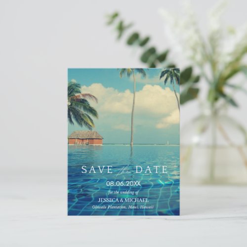 Tropical Hawaii Destination Wedding Save the Dates Announcement Postcard