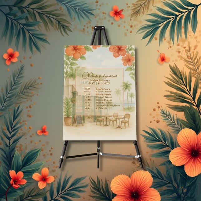 Tropical Hawaii Destination Wedding seating  Foam Board (Creator Uploaded)