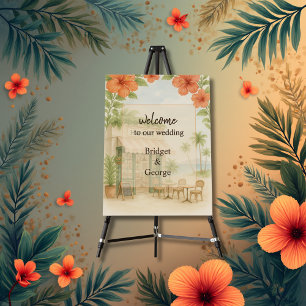 Tropical Hawaii Destination Wedding welcome Foam Board