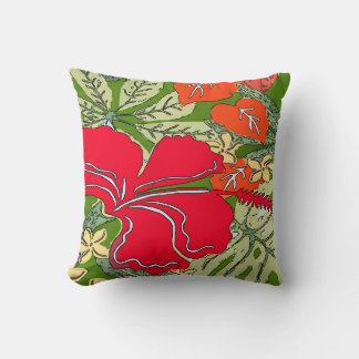 Tropical Hawaii Hibiscus Throw Pillow