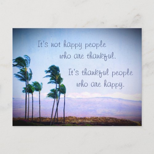 Tropical Hawaii Palm Trees Thankful People Quote  Postcard