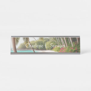 Tropical Hawaii Palms Beach Desk Name Plate