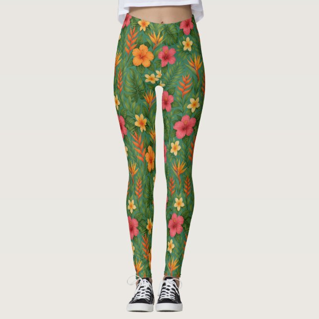 Tropical/Hawaii patterned floral Leggings (Front)
