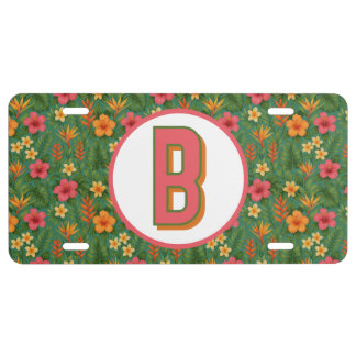 Tropical/Hawaii patterned floral License Plate