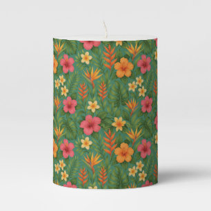 Tropical/Hawaii patterned floral Pillar Candle