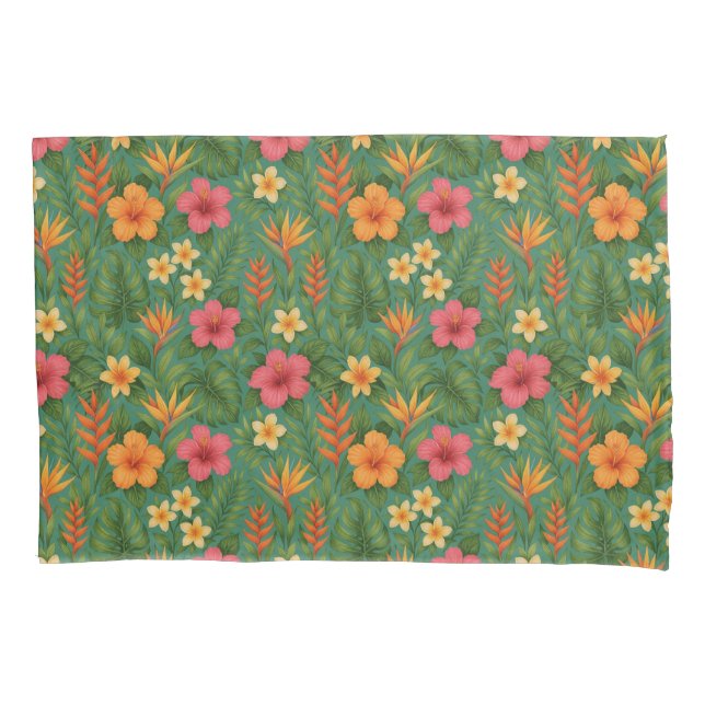 Tropical/Hawaii patterned floral Pillow Case (Front)