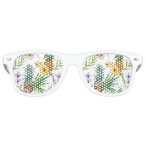 Tropical hawaii theme watercolor pineapple pattern retro sunglasses