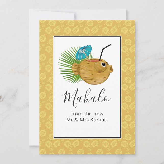 Tropical Hawaii Tiki Totem Summer Thank You Card (Front)