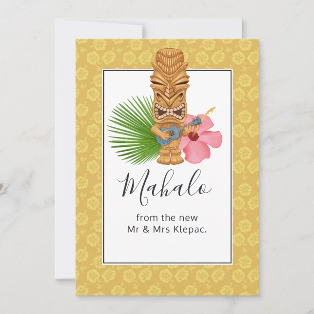 Tropical Hawaii Tiki Totem Summer Thank You Card (Front)