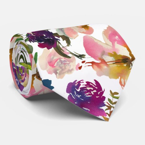 Tropical Hawaii Unicorn Roses Floral Neck Tie