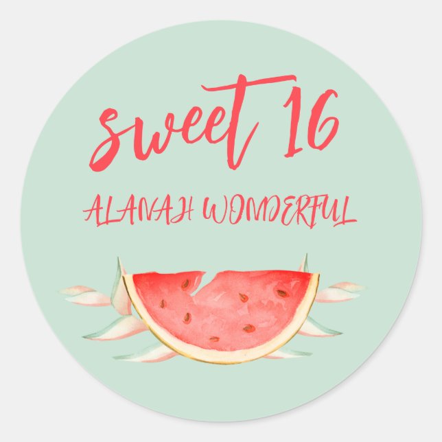  Tropical Hawaiian 16th Birthday Classic Round Sticker (Front)