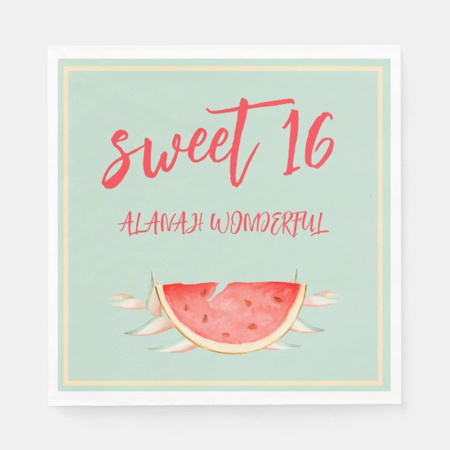  Tropical Hawaiian 16th Birthday  Napkins (Front)
