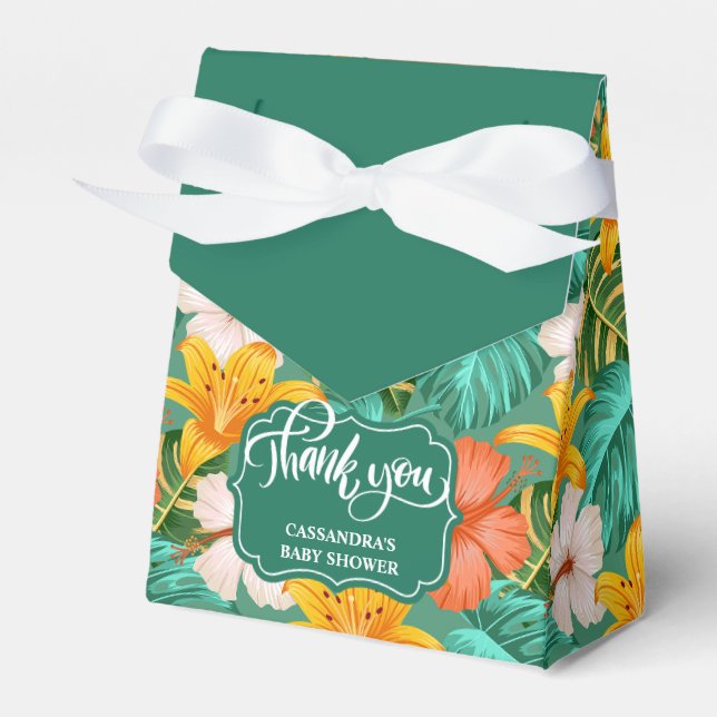Tropical Hawaiian Aloha Baby Shower Favor Box (Front Side)
