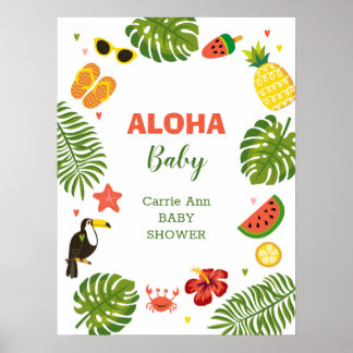 Tropical Hawaiian Aloha Baby Shower Poster