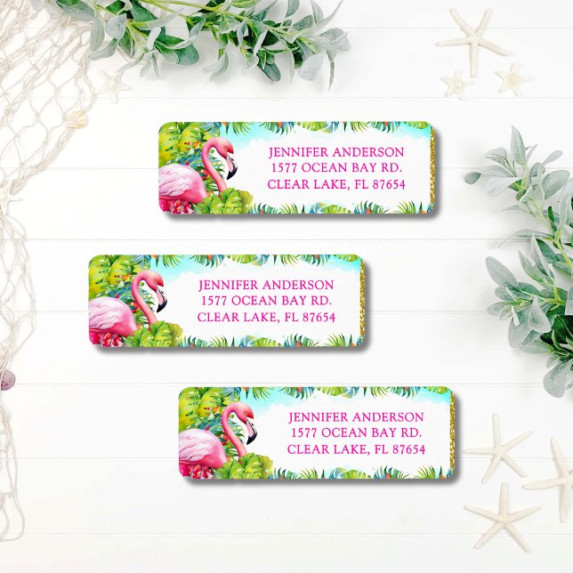 Tropical Hawaiian Aloha Flamingo Return Address Label (Creator Uploaded)
