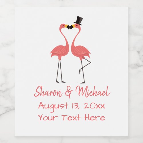 Tropical Hawaiian Beach Pink Flamingo Wedding   Wine Label