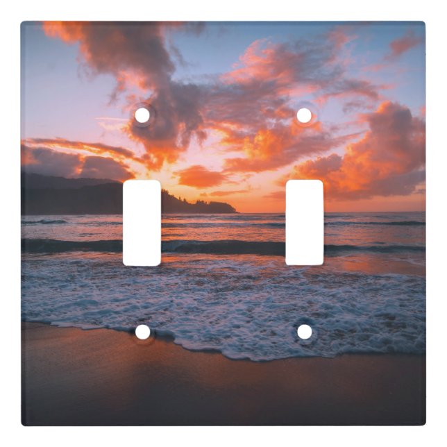Tropical Hawaiian Beach Sunset Light Switch Cover (Front)