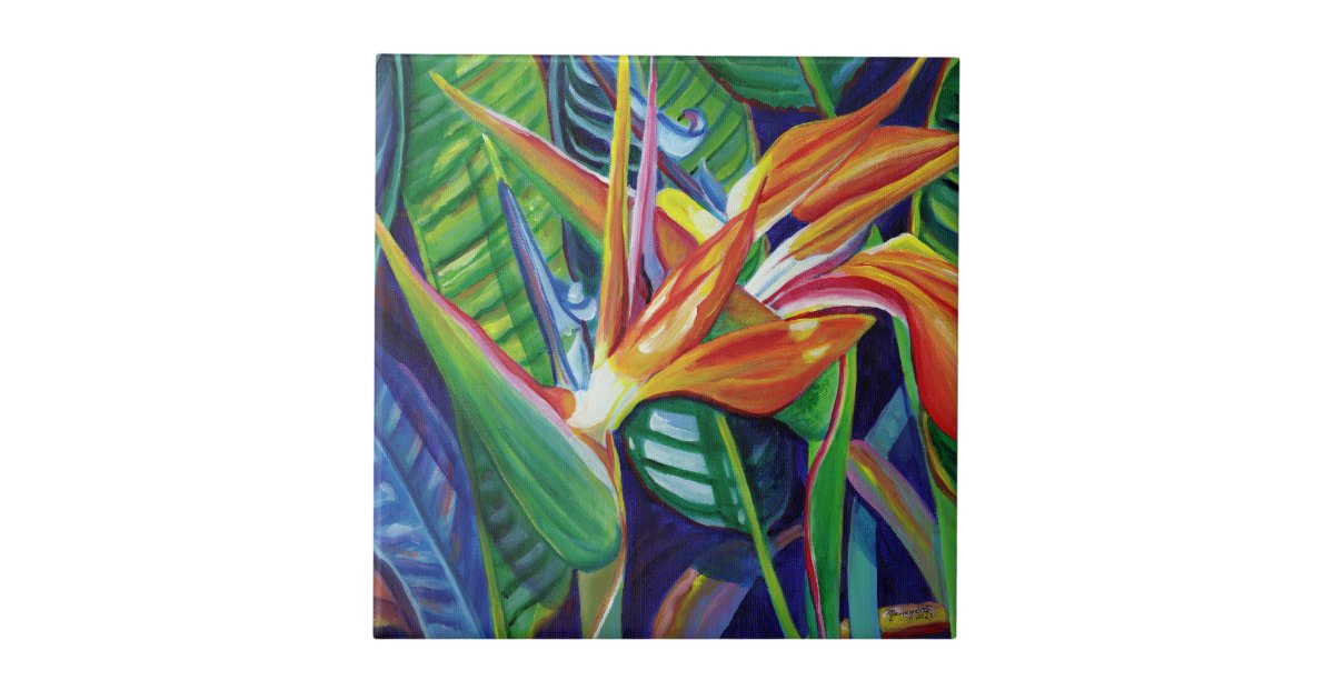 Tropical Hawaiian Bird of Paradise Ceramic Tile | Zazzle