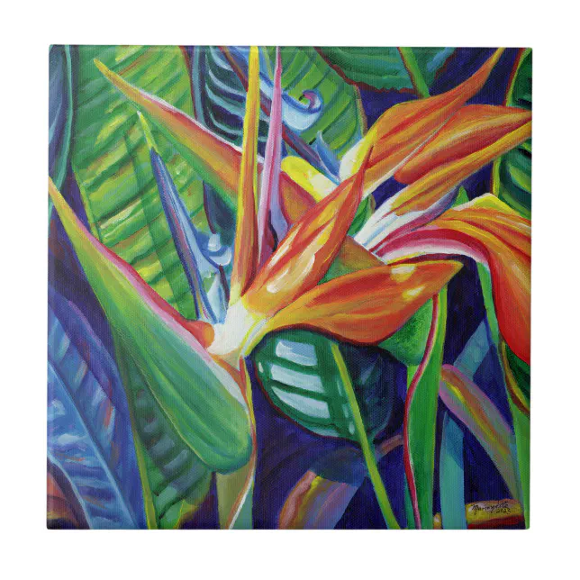 Tropical Hawaiian Bird of Paradise Ceramic Tile | Zazzle