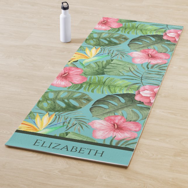 Tropical Hawaiian Bird of Paradise Floral Yoga Mat (In Situ)