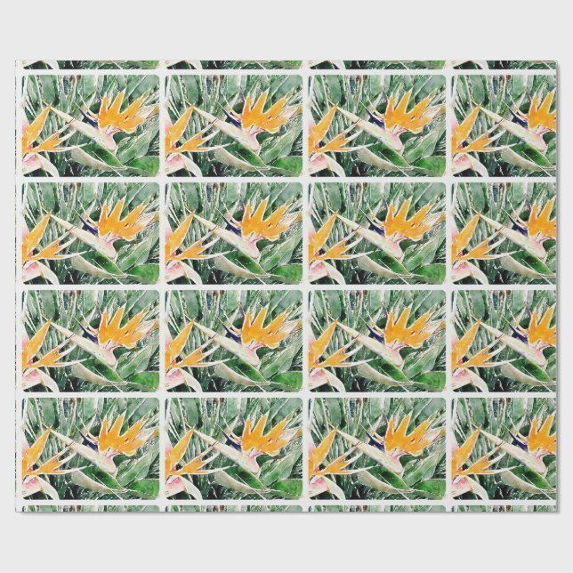 Tropical Hawaiian Bird of Paradise Wrapping Paper (Flat)