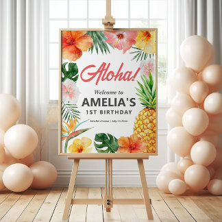Tropical Hawaiian Birthday Party Welcome Sign